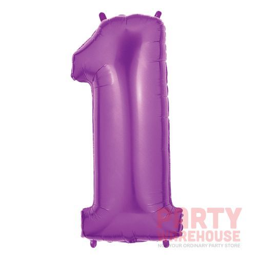Purple 34" Helium Filled Foil Balloon and Ribbon, Style: #1