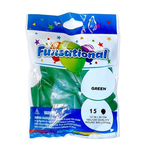 Funsational Green 12" - , Count: 15 Ct