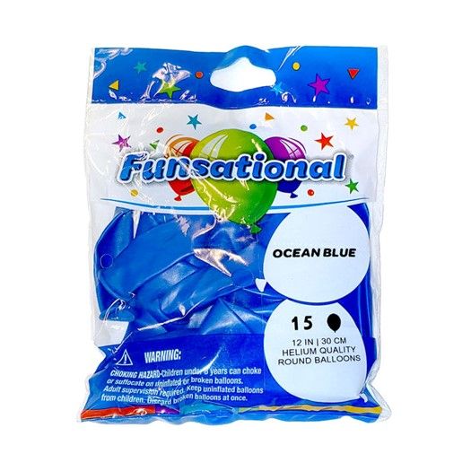 Funsational Ocean Blue 12" - , Count: 15 Ct