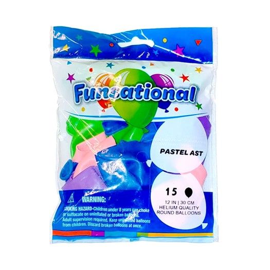 Funsational Pastel Assorted 12" - , Count: 15 Ct
