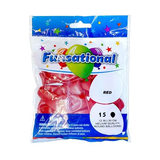 Funsational Red 12" - , Count: 15 Ct