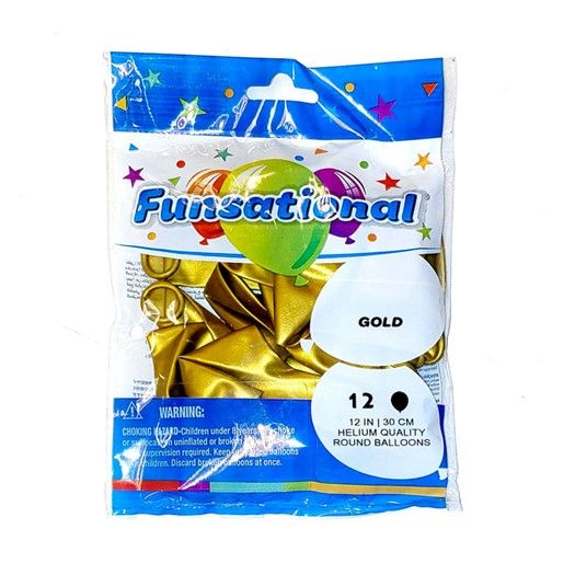 Funsational Metallic Gold 12" - , Count: 12 Ct