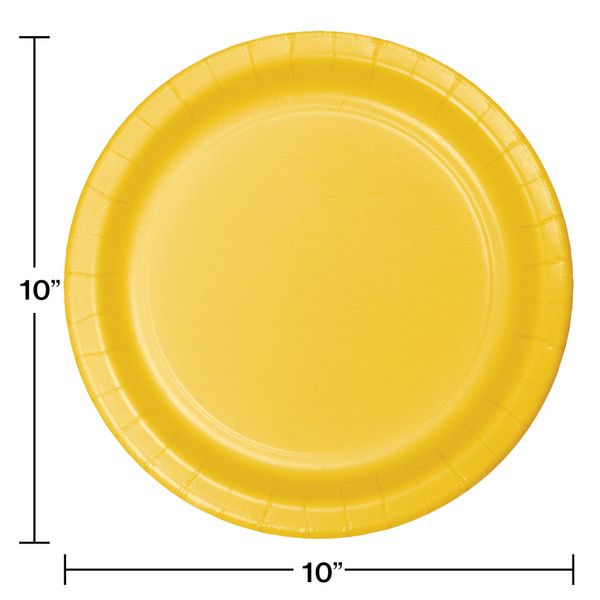 10" Paper Dinner Plate Schoolbus Yellow 24 Ct
