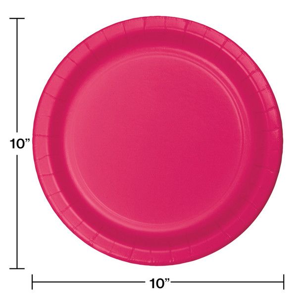 10" Paper Dinner Plate Hot Magenta 24 Ct
