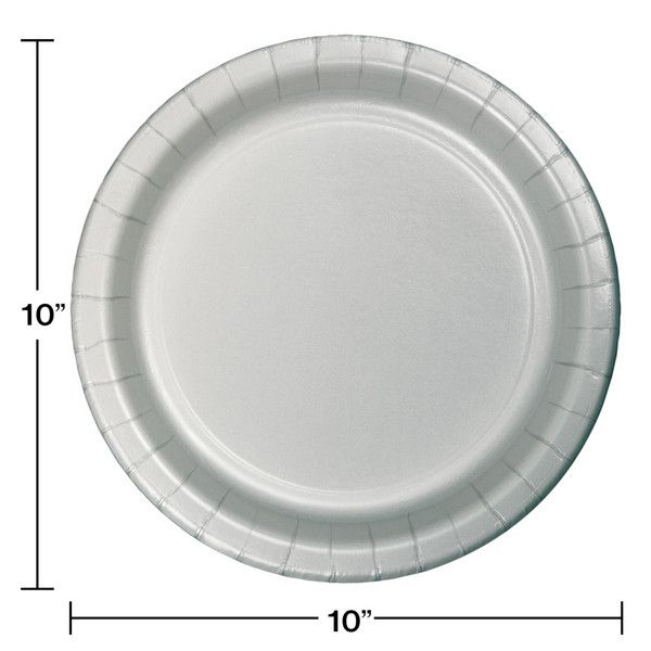 10" Paper Dinner Plate Shimmering Silver 24 Ct