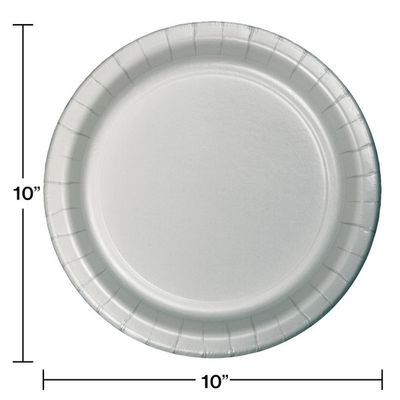 10" Paper Dinner Plate Shimmering Silver 24 Ct