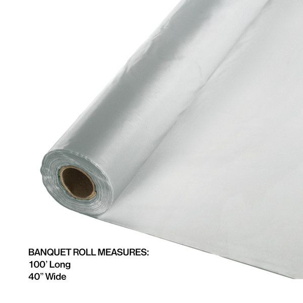Plastic Banquet Roll Shimmering Silver 100'