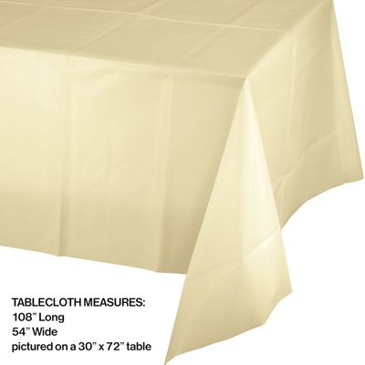 Rect Plastic Tablecover Ivory 54" x 108"