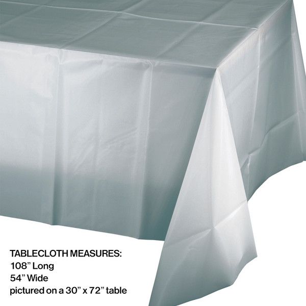 Rect Plastic Tablecover Shim Silver 54" x 108"