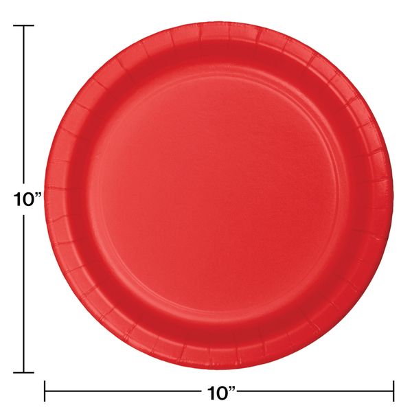 10" Paper Dinner Plate Classic Red 24 Ct