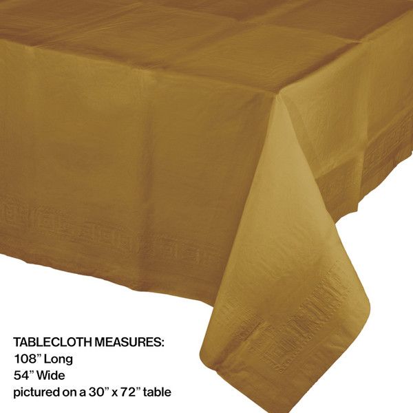 Rect Plastic Tablecover Glittering Gold 54" x 108"