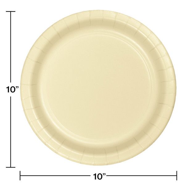 10" Paper Dinner Plate Ivory 24 Ct