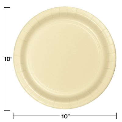 10" Paper Dinner Plate Ivory 24 Ct