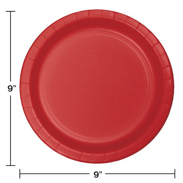 9" Paper Luncheon Plate Classic Red 24 Ct