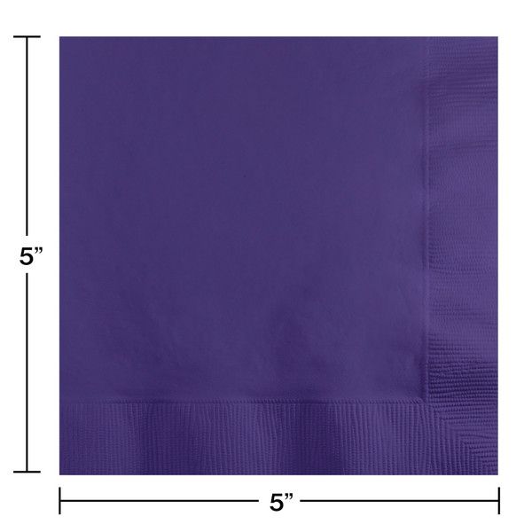 Beverage Napkins 2 Ply Purple 50 Ct