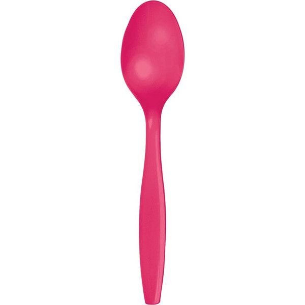Plastic Spoons Hot Magenta 24 Ct