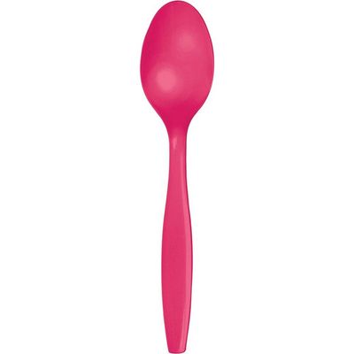 Plastic Spoons Hot Magenta 24 Ct