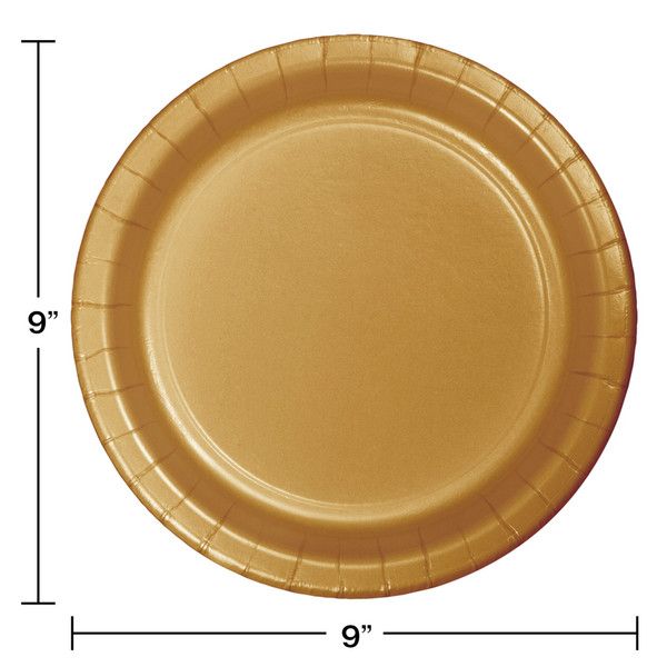9" Paper Luncheon Plate Glittering Gold 24 Ct