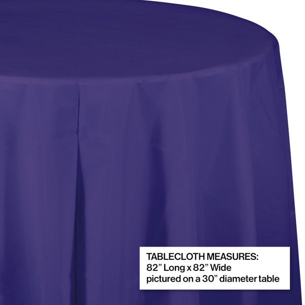Round Plastic Tablecover Purple 84"