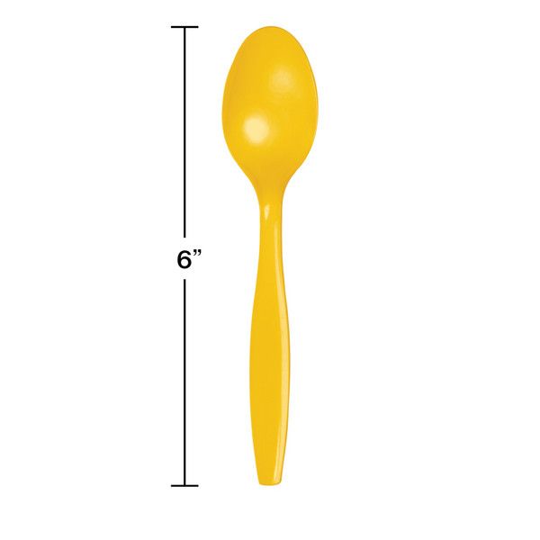 Plastic Spoons Schoolbus Yellow 50 Ct