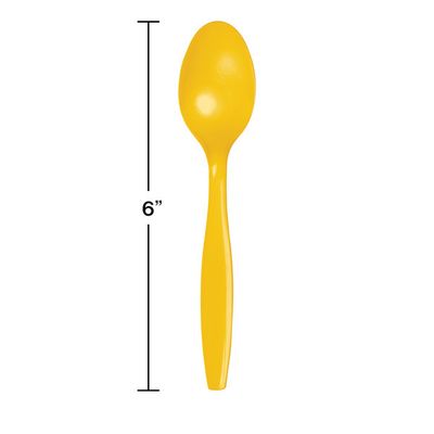 Plastic Spoons Schoolbus Yellow 50 Ct