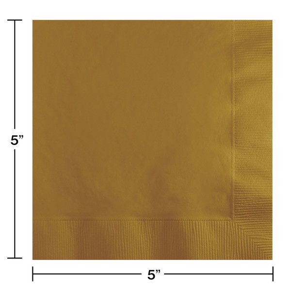 Beverage Napkins 2 Ply Glittering Gold 50 Ct
