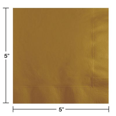 Beverage Napkins 2 Ply Glittering Gold 50 Ct