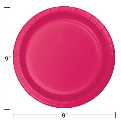9" Paper Luncheon Plate Hot Magenta 24 Ct