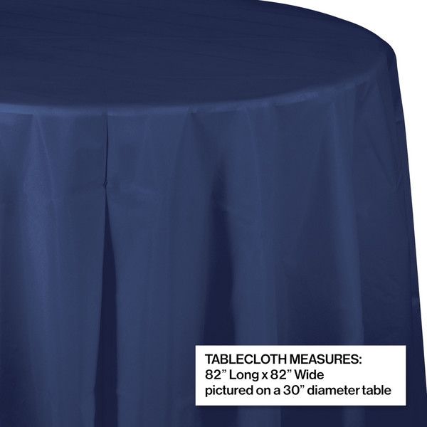 Round Plastic Tablecover Navy 84"