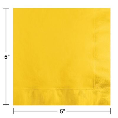Beverage Napkins 2 Ply Schoolbus Yellow 50 Ct