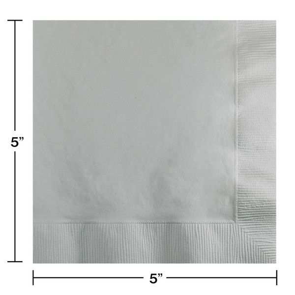 Beverage Napkins 2 Ply Shimmering Silver 50 Ct