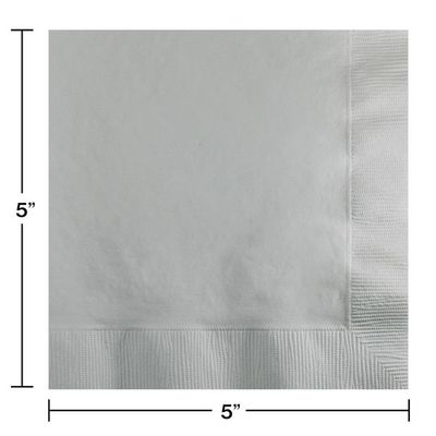 Beverage Napkins 2 Ply Shimmering Silver 50 Ct