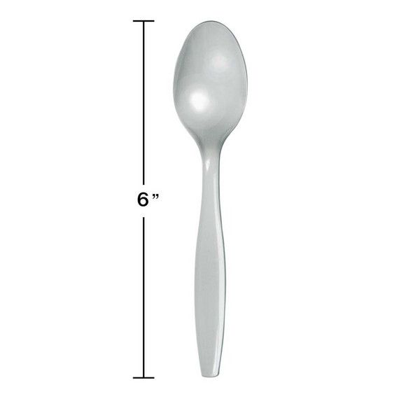 Plastic Spoons Shimmering Silver 50 Ct