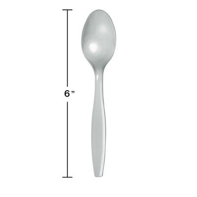 Plastic Spoons Shimmering Silver 50 Ct