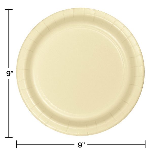 9" Paper Luncheon Plate Ivory 24 Ct
