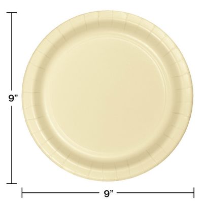 9" Paper Luncheon Plate Ivory 24 Ct