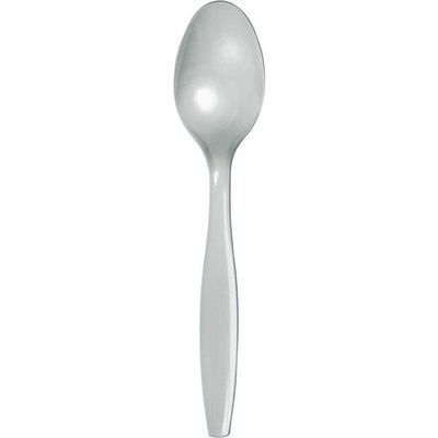 Plastic Spoons Shimmering Silver 24 Ct