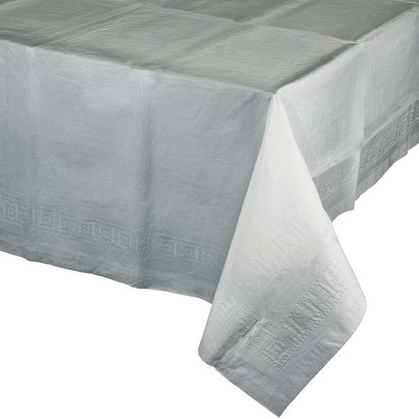 Rect Paper Tablecover Shimmering Silver 54" x 108"
