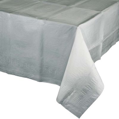 Rect Paper Tablecover Shimmering Silver 54" x 108"