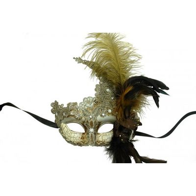 Antique Silver Mask w/Feathers