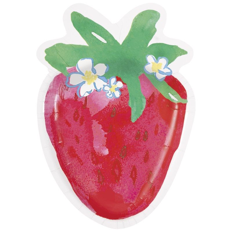 Sweet Strawberry - Strawberry Shaped 10" x 7" Plates 8 Ct