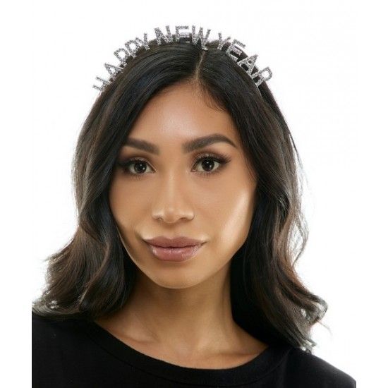 Happy New Year Headband  Metal - Silver