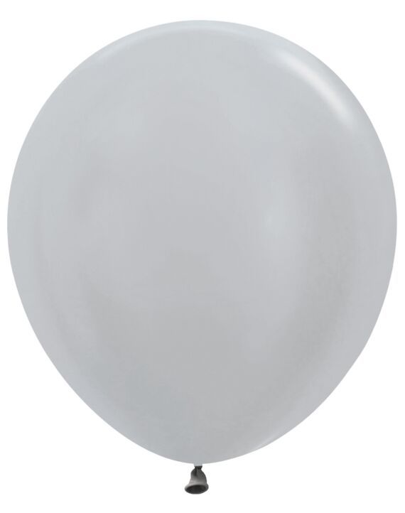 Metallic Silver 18" Latex Balloons - 6 Ct