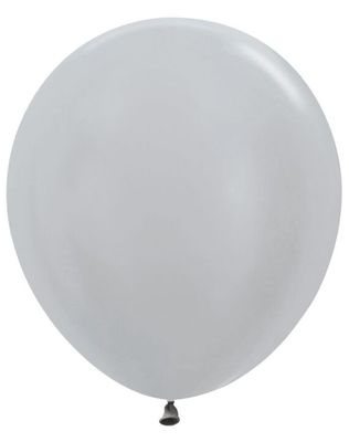 Metallic Silver 18" Latex Balloons - 6 Ct