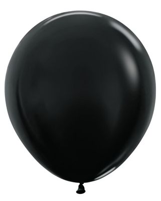 Metallic Black 18" Latex Balloons - 6 Ct
