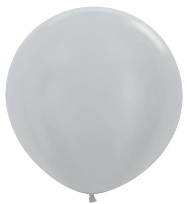 Metallic Silver 24" Latex Balloons - 3 Ct