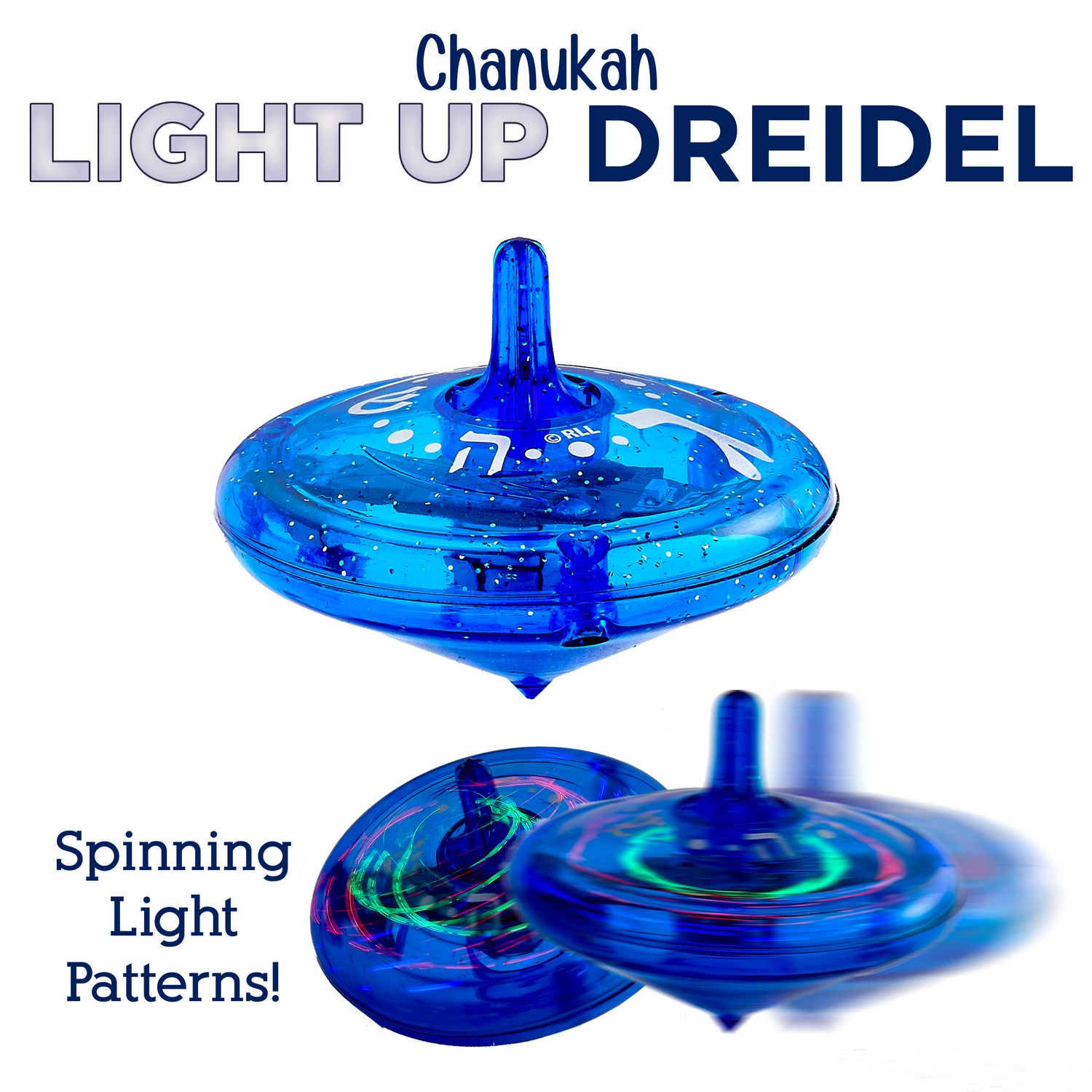 Light Up Dreidel Blue/Silver Light Pattern - Medium 1.75"