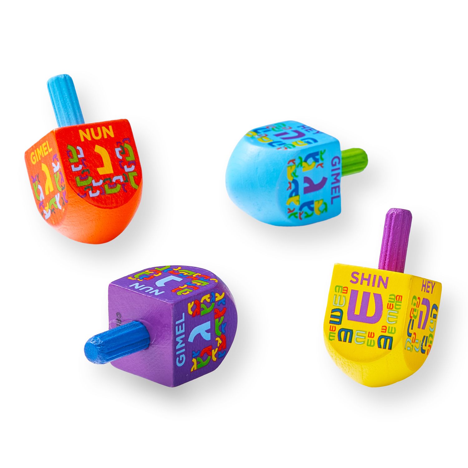 The Dreidel Game Painted Wood Dreidels - Small 1.5"