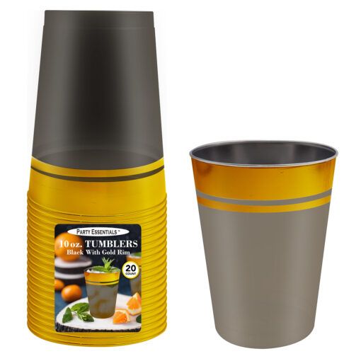Plastic 10 oz. Tumblers -  Black Gold 20 Ct.