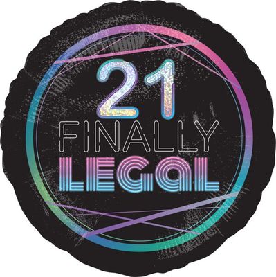 Finally 21 - 17" Helium Filled Foil  Shaped Balloon, Ribbon